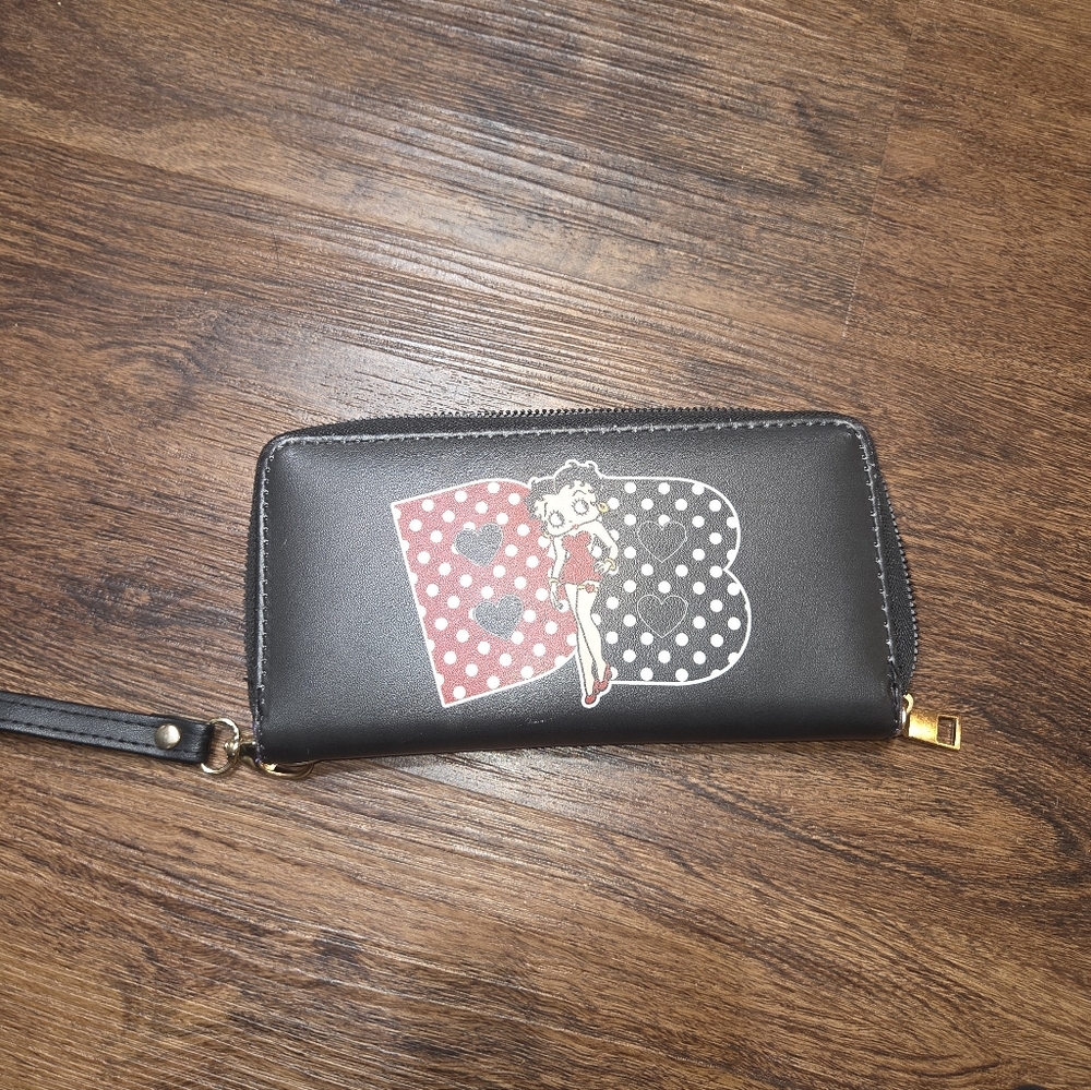 Black Betty Boop Women's Wristlet Wallet 7.5x4inches.